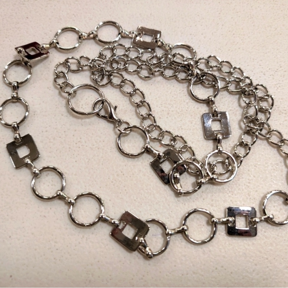 Stylish Silver Chain Link Belt M-XL 41”